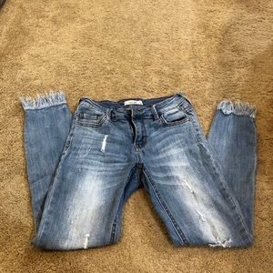 Fringed Distressed Cropped Denim